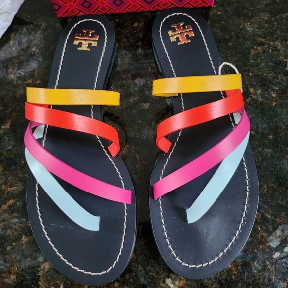 Tory Burch Shoes - Tory Burch Aerial Blue/Multicolored Sandals 8.5